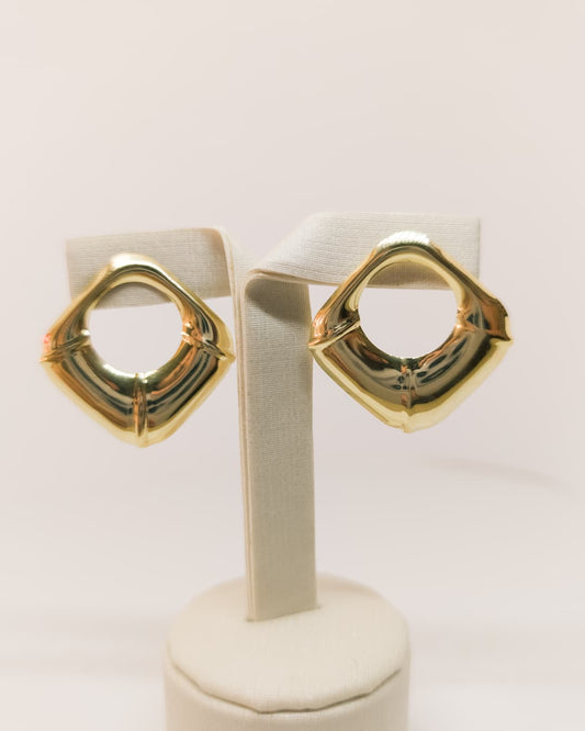 Brincos Argola Quadrada Dourados - Design Geométrico Chunky